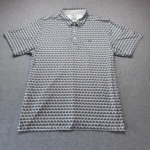 Callaway Mens Opti-Dri Golf Polo Shirt Large White Blue Golf Cart Print Logo